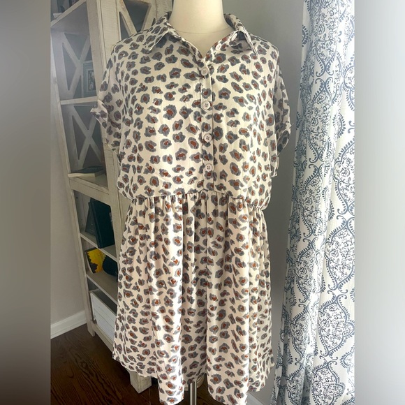 Listicle Dresses & Skirts - NWT Listicle boutique leopard print babydoll dress L